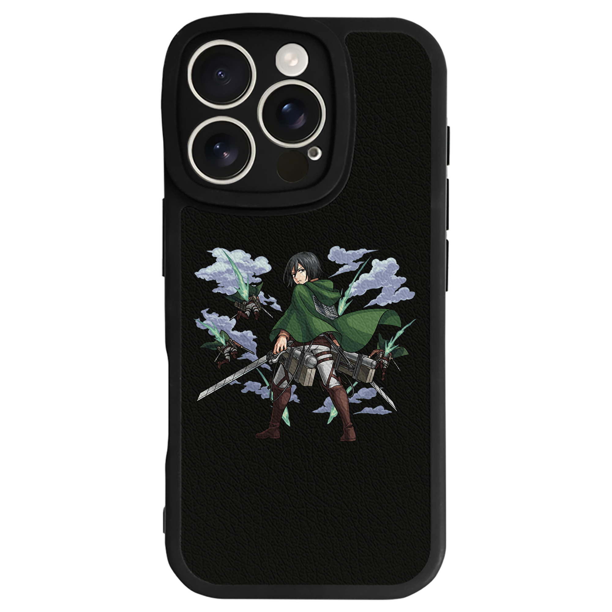 （画像用） 進撃の巨人 ミカサ·アッカーマン Attack on Titan Mikasa Ackerman 【iPhone 16シリーズ対応】シリコンスマホケース（レザー調） 材質：シリコン